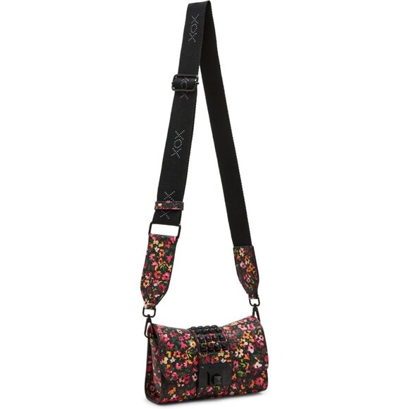 Handbags - Studded Leather Crossbody Clutch Bag with Turnlock Closure and Detachable Strap